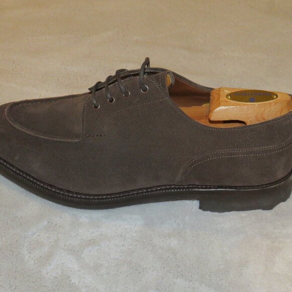Edward Green Dover Ridgeway Sole Espresso Brown Suede Derby 8 E NWB - Picture 4 of 14